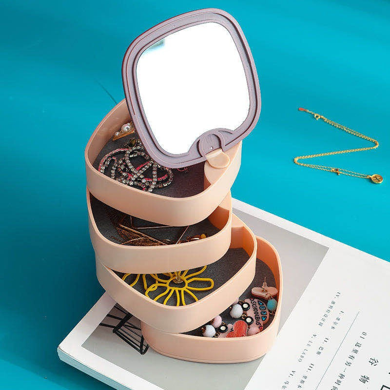 Jewelry Organizer Case 360 Degree Round Rotating Jewelry Storage Box